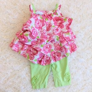 First Impressions 3-6mo. Floral Outfit